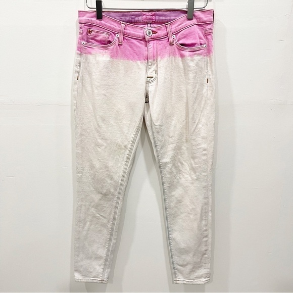 Hudson Krista Super Skinny Crop Chelsea Pink Ombre Stretch Mid Rise Jeans 27 - Picture 1 of 14